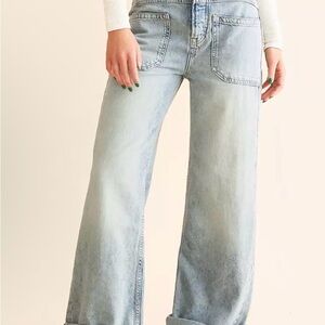 Free People Palmer Light Wash Wide Leg Women's Jeans - Light Blue